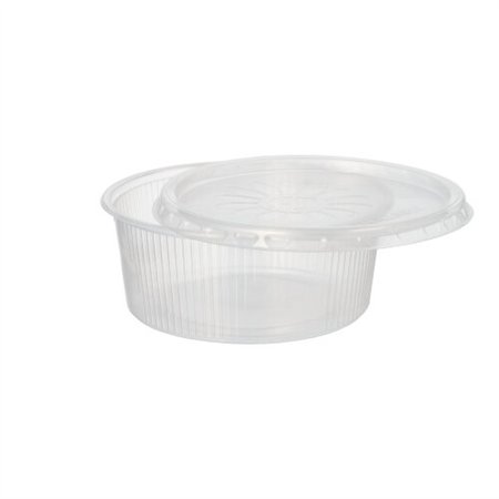 Saladebakken met vaste deksel PP rond 200ml Ø 10,5cm x 4,5cm Transparant