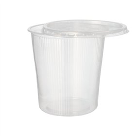 Saladebakken met vaste deksel PP rond 500ml Ø 10,5cm x 10,4cm Transparant - Horecavoordeel.com
