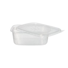 Saladebakken met vaste deksel PP rechthoekig 200ml 4,4cm x 8,9cm x 11,4cm Transparant
