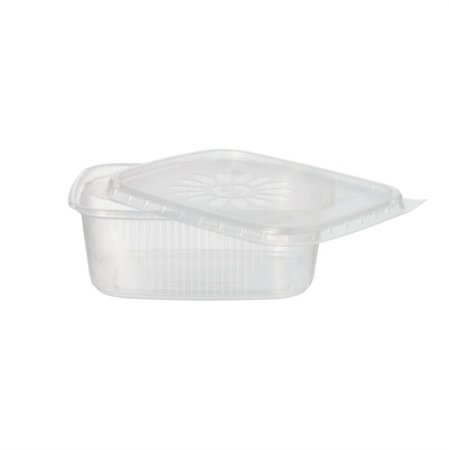 Saladebakken met vaste deksel PP rechthoekig 200ml 4,4cm x 8,9cm x 11,4cm Transparant