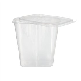 Saladebakken met vaste deksel PP rechthoekig 500ml 10,1cm x 8,9cm x 11,4cm Transparant