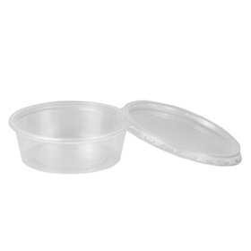 Sausbakjes met deksel PP rond 50ml Ø 7cm x 2,4cm Transparant - Horecavoordeel.com
