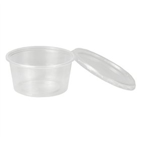 Sausbakjes met deksel PP rond 80ml Ø 7cm x 3,5cm Transparant - Horecavoordeel.com