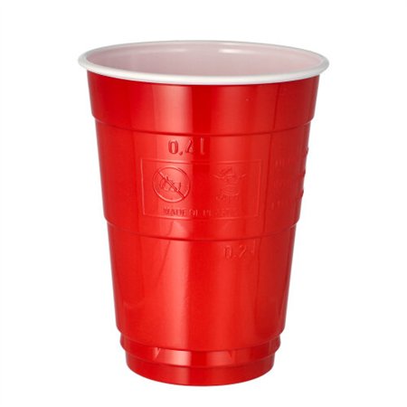 Drinkbeker voor bier PS 0,4 l Ø 9,5cm x 12cm Rood/Wit - Horecavoordeel.com