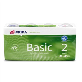 Rollen Toiletpapier tissue 2-laags 12cm x 10cm Wit Basic 250 vellen