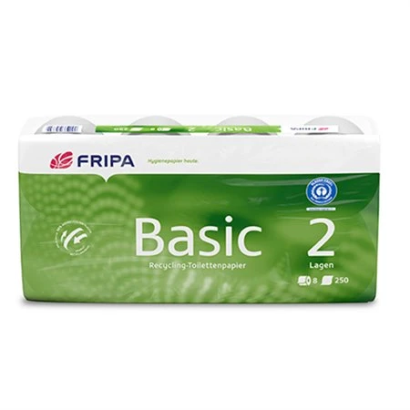 Rollen Toiletpapier tissue 2-laags 12cm x 10cm Wit Basic 250 vellen