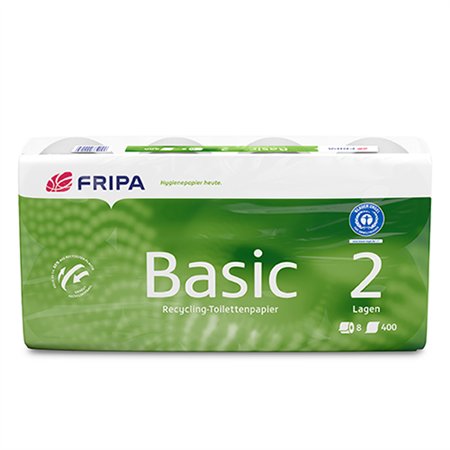 Toiletpapier tissue 2-laags Ø 12cm x 12cm x 10cm Wit Basic 400 vellen