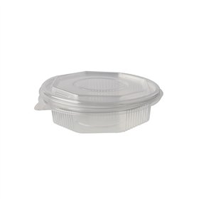 Saladebakken met vaste deksel PP achthoekig 250ml 2,8cm x 11cm x 11cm Transparant - Horecavoordeel.com