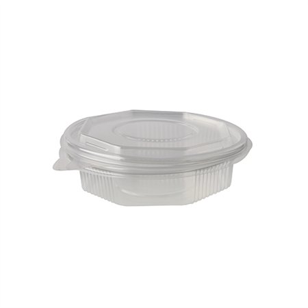 Saladebakken met vaste deksel PP achthoekig 250ml 2,8cm x 11cm x 11cm Transparant