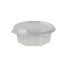 Saladebakken met vaste deksel PP achthoekig 375ml 4,2cm x 11cm x 11cm Transparant