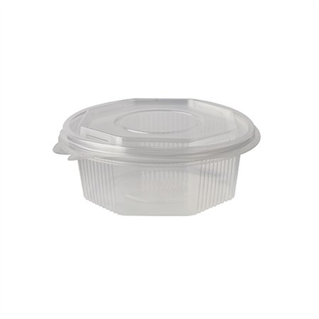 Saladebakken met vaste deksel PP achthoekig 375ml 4,2cm x 11cm x 11cm Transparant