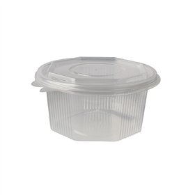 Saladebakken met vaste deksel PP achthoekig 500ml 5,6cm x 11cm x 11cm Transparant