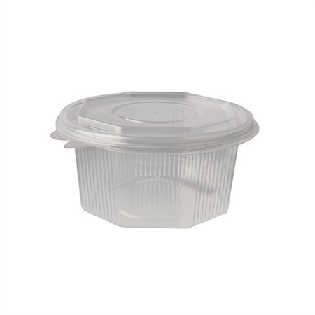 Saladebakken met vaste deksel PP achthoekig 500ml 5,6cm x 11cm x 11cm Transparant