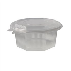 Saladebakken met vaste deksel PP achthoekig 750ml 6,1cm x 13cm x 13cm Transparant