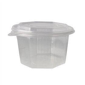 Saladebakken met vaste deksel PP achthoekig 1 l 8,3cm x 13cm x 13cm Transparant