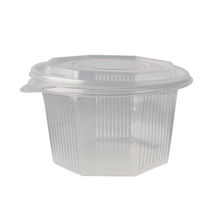 Saladebakken met vaste deksel PP achthoekig 1 l 8,3cm x 13cm x 13cm Transparant - Horecavoordeel.com