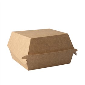 Hamburgerbox Karton van verse houtvezels 10cm x 14,5cm x 14,5cm Beige - Horecavoordeel.com