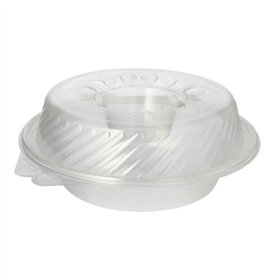 Klapbakjes Saladeschalen met deksels PP rond 950ml 9,2cm x 22cm x 21,5cm met dipbakje