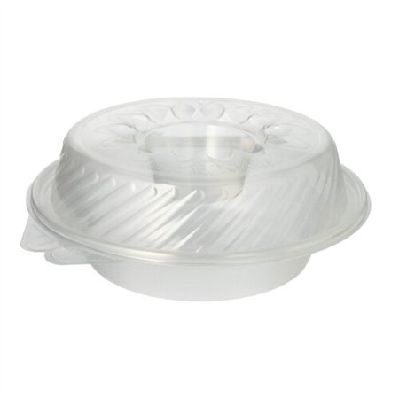 Klapbakjes Saladeschalen met deksels PP rond 950ml 9,2cm x 22cm x 21,5cm met dipbakje