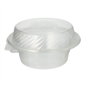 Klapbakjes Saladeschalen met deksels PP rond 1400ml 11cm x 22cm x 21,5cm - Horecavoordeel.com
