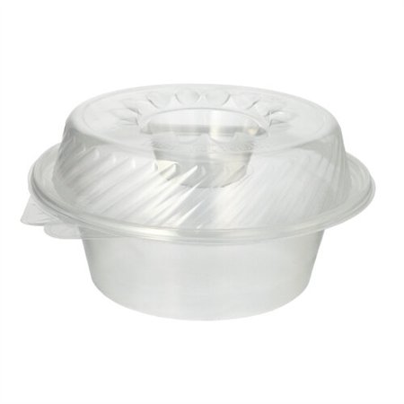 Klapbakjes Saladeschalen met deksels PP rond 1400ml 11,4cm x 22cm x 21,5cm met dipbakje