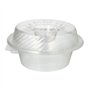 Klapbakjes Saladeschalen met deksels PP rond 1400ml 11,4cm x 22cm x 21,5cm met dipbakje