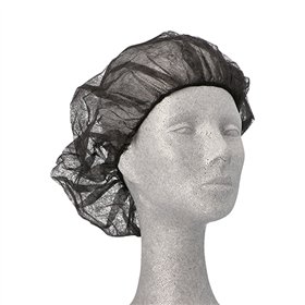 Baret met elastiek WORK-INN/PS non-woven Ø 52cm Zwart - Horecavoordeel.com
