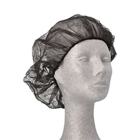 Baret met elastiek WORK-INN/PS non-woven Ø 52cm Zwart - Horecavoordeel.com