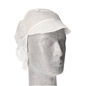 Keukenmuts met haarnet en klep WORK-INN/PS nonwoven Ø 30cm Wit - Horecavoordeel.com