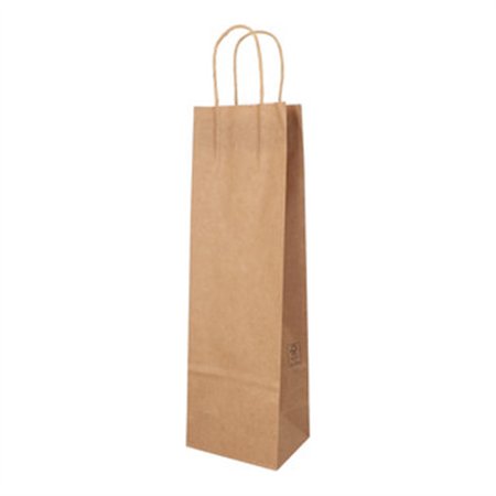 Flessendraagtas recycled Papier 40cm x 12cm x 9,5cm Bruin met gedraaid handvat - Horecavoordeel.com