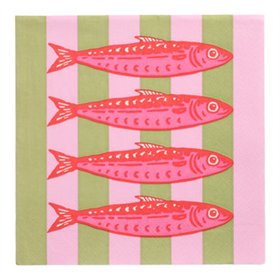 Servetten 3-laags 1/4 vouw 33cm x 33cm Modern Fish