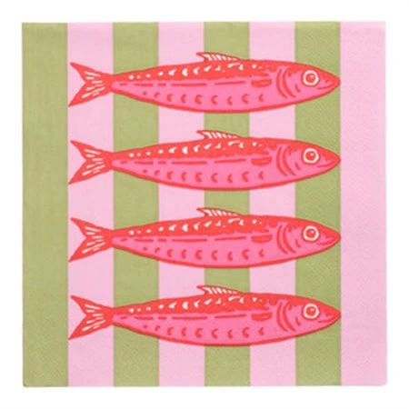 Servetten 3-laags 1/4 vouw 33cm x 33cm Modern Fish