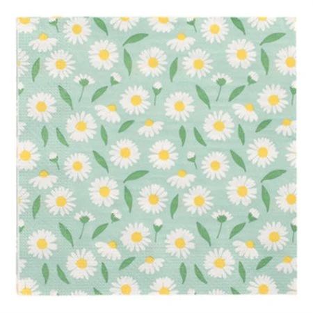 Servetten 3-laags 1/4 vouw 33cm x 33cm Lots of Daisies