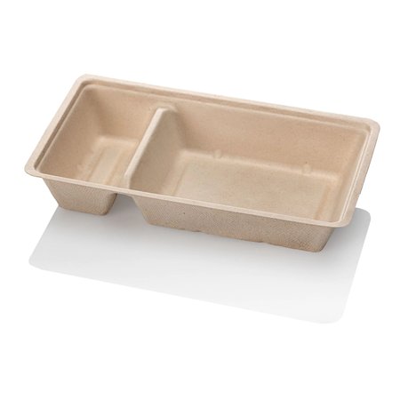 A20 A14+1 Sugarcane Snack Tray Brown 20.5 x 12.5 x 3.5cm