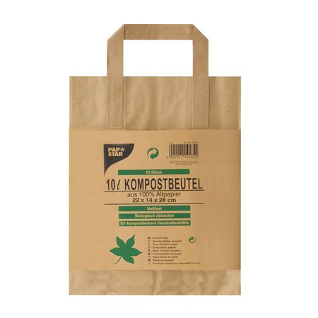 Compost Bags Paper 10L 35 x 21 x 15cm Brown
