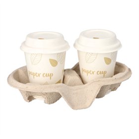 Carrying tray 2 holes Pulp Biodegradable