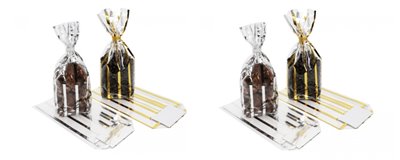 Printed PP Cross Bottom Bags | Gold & Silver