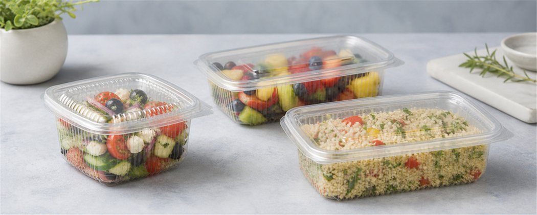 PP Salad Containers with Attached Lids | Horecavoordeel