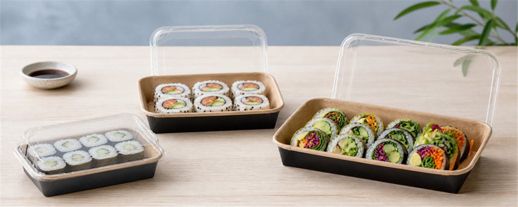 Kraft Sushi Trays with PET Lids