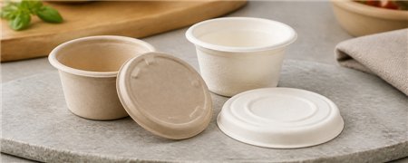 Sugarcane Sauce Cups and Lids | Horecavoordeel