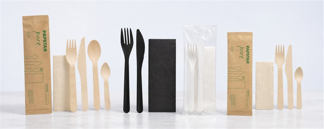 Cutlery Sets with Napkin | Wood and Reusable