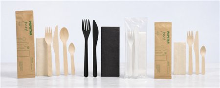 Cutlery Sets with Napkin | Wood and Reusable