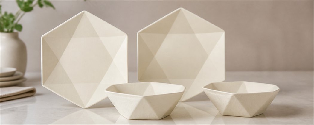 Hexagonal Sugarcane Plates & Bowls | Various Sizes