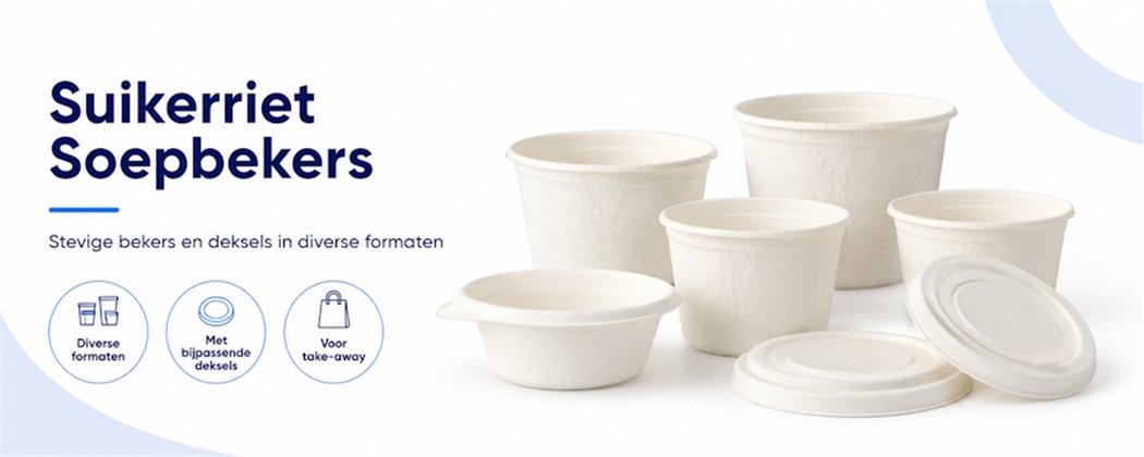 Sugarcane Soup Cups | Various Sizes & Matching Lids