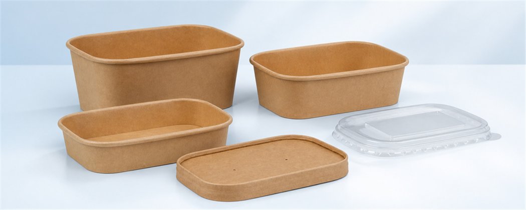 Kraft Meal Containers 173 x 123mm and Lids | Horecavoordeel
